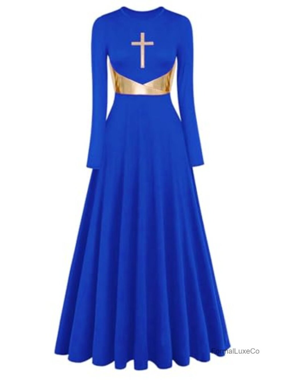 Women's Metallic Cross Full Length Dance Dress Church Liturgical Worship Praise